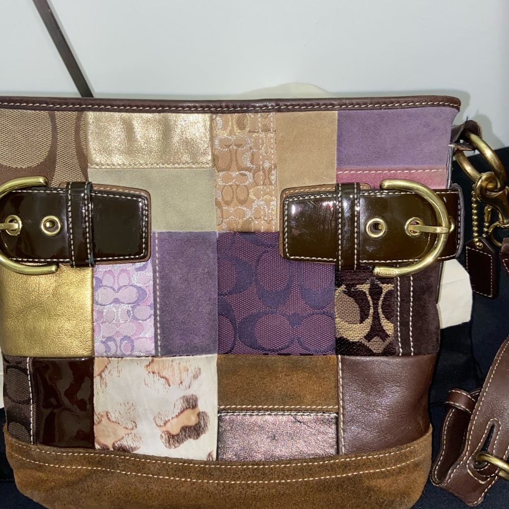 Coach Holiday Patchwork Handbag/ Shoulder Bag. Li… - image 4